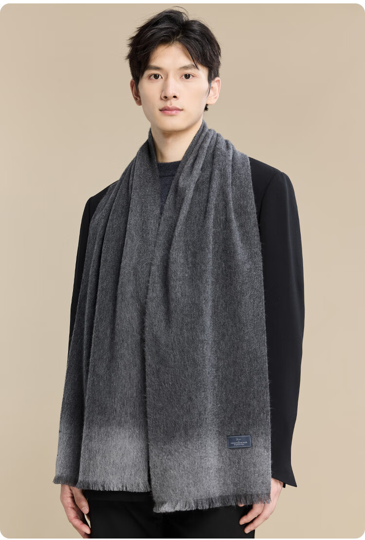 JIUMU Pure Wool Scarf for Men Autumn Winter Warm Neck Warmer Gift Box for Father's Day Birthday 14