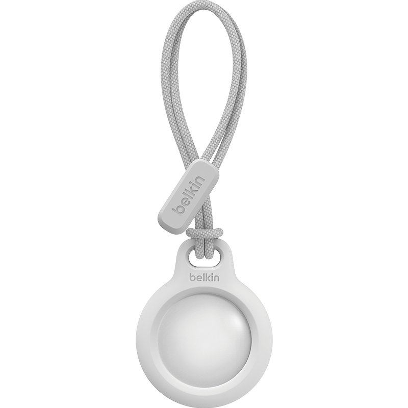 BELKIN AirTag/AirTag2 Lanyard, Apple Anti-Loss Device Airtag Keychain, Luggage Tracker, Silicone Dirt-Resistant Shockproof Case Protection, F8W974 White