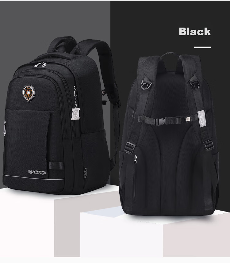 UNIVERSITY OF OXFORD Backpack for Male And Female Middle School Students, High School Students, Lightweight Travel Backpack X1074 Black 24