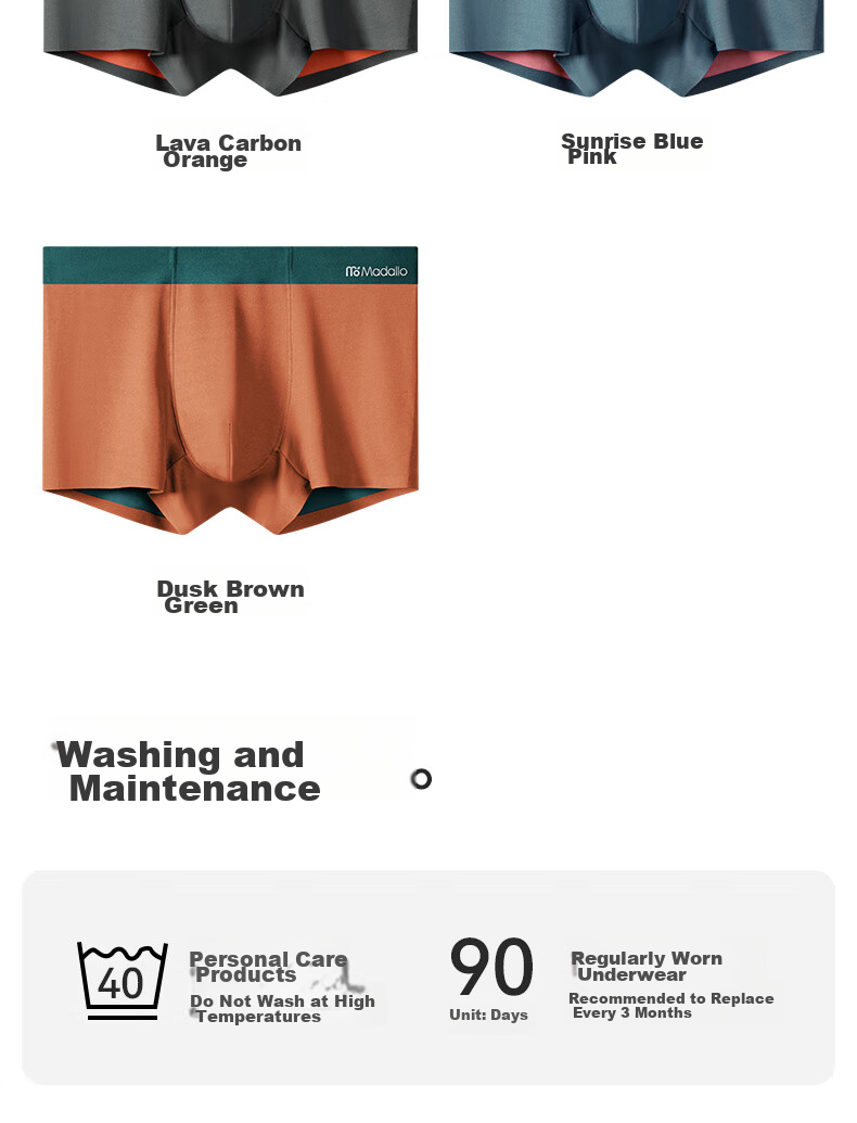 Modaier High-Quality Double-Sided Men's Underwear 120S, Modaier Silk Antibacterial Crotch Ice Silk Boxer Briefs, Large Size Shorts 13