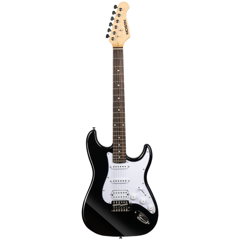 MOSEN MS-SS60BK Electric Guitar, ST Model with Tremolo Bar, Single-Coil Beginner Entry-Level Electric Guitar, Elegant Black