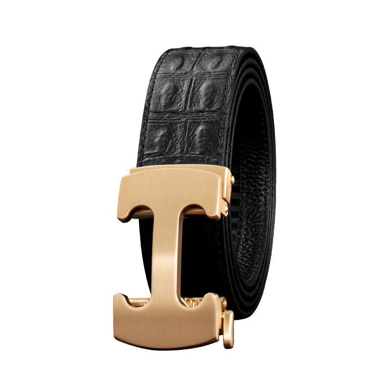 COW Top-Grain Leather Men's Belt, Business Casual Automatic Buckle Waistband, Father's Day Gift, 2001 Crocodile Patter