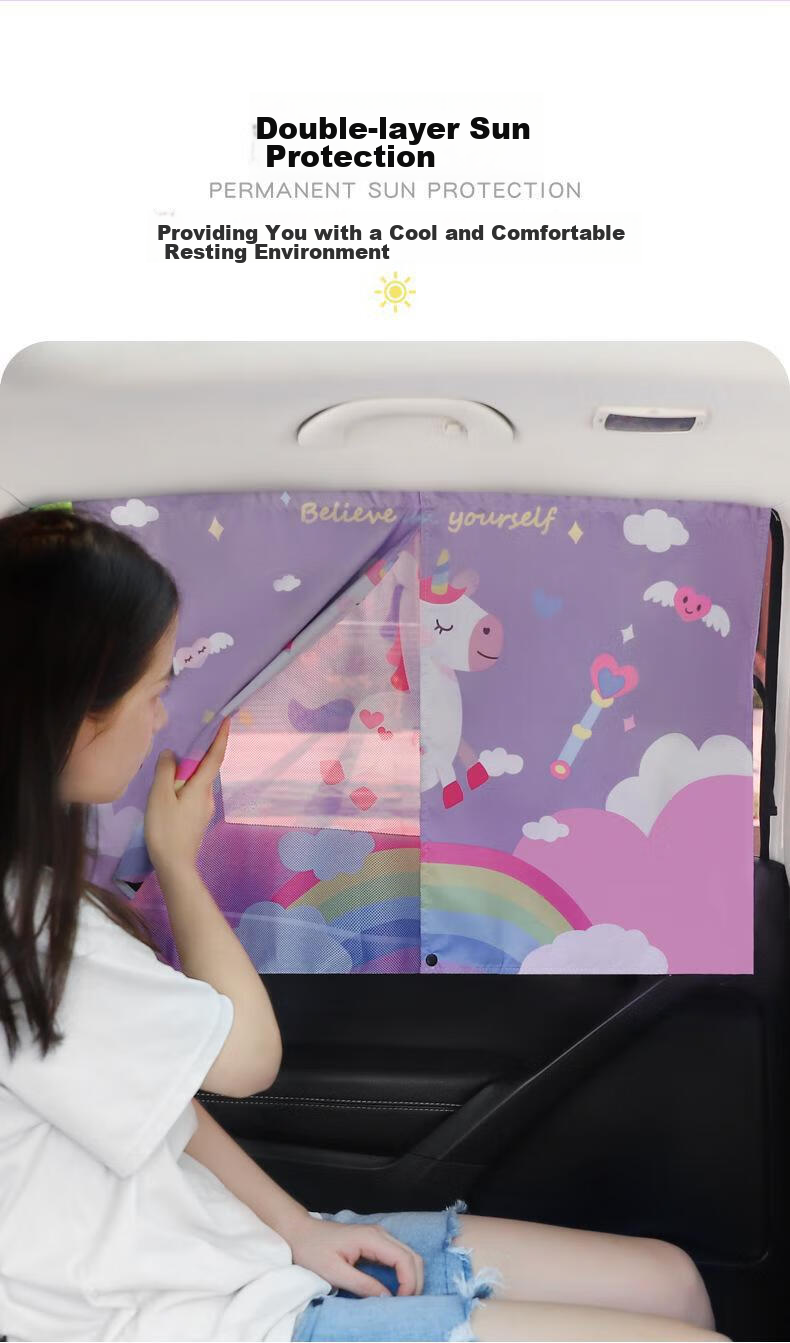 Dijialun Car Sunshade, Heat Insulation, Sun Protection, Baby Light Blocker, Magnetic Retractable Curtain, Car Window Shade, Rear Side - Single Piece 4