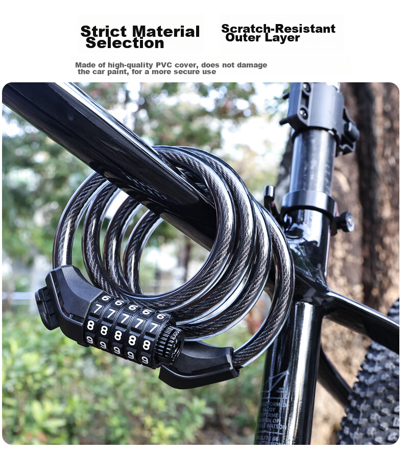LEBYCLE Bicycle Combination Lock, Anti-Theft Lock, Chain Lock, Portable Steel Wire Lock, Cycling Equipment, Bicycle Lock, 5-Digit Steel Cable Lock 7