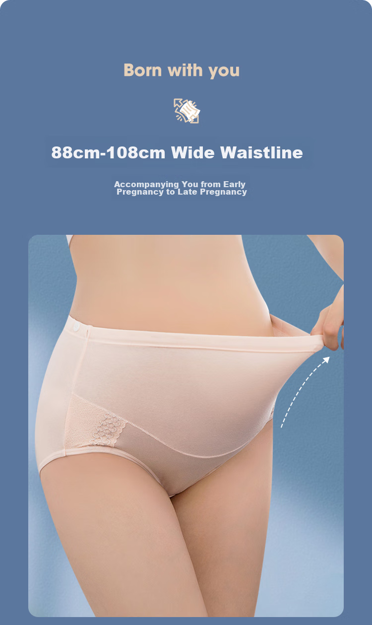 JOYNCLEON Maternity Underwear, Pure Cotton, Adjustable Belly Support, High-Waist Maternity Panties, 3-Pack, All-Season Style, Size L, Jq9001 5