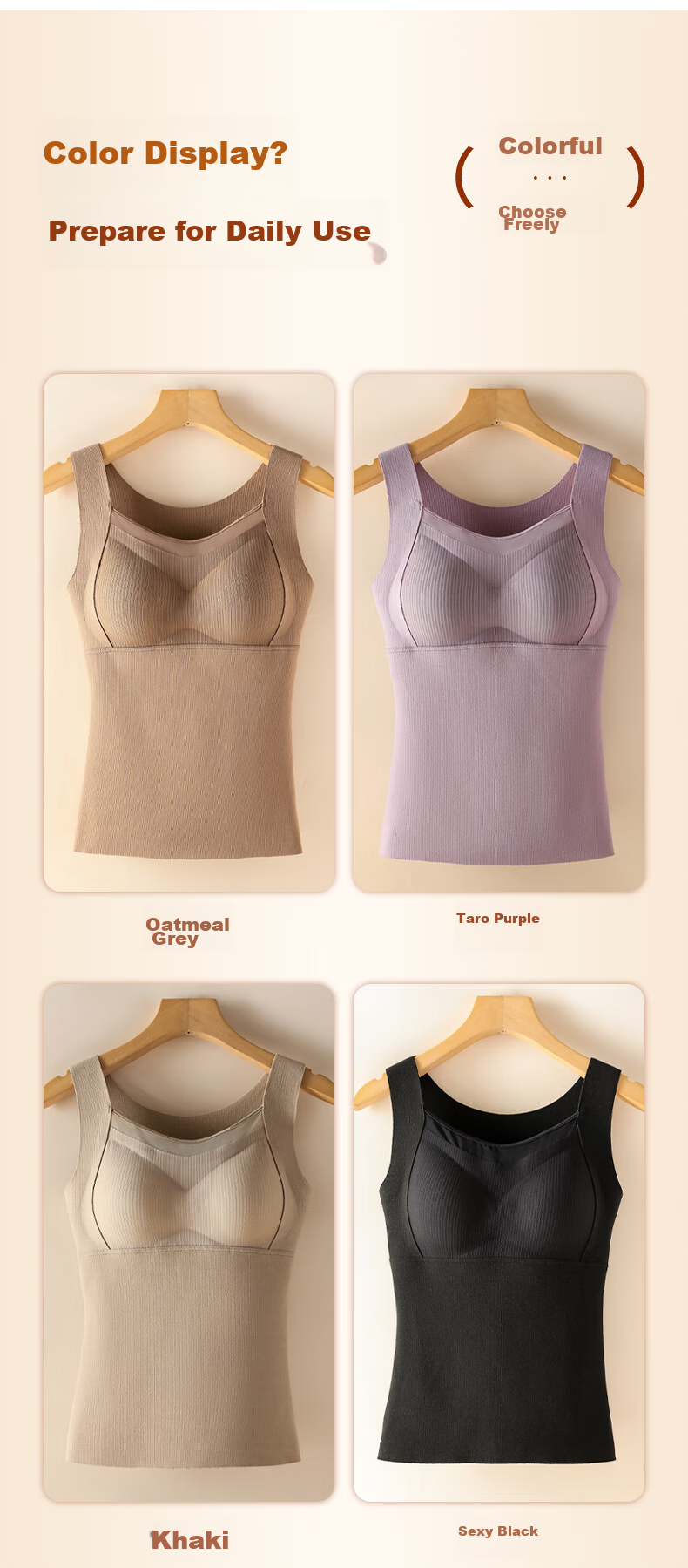 Dushiliren Women's Thermal Vest with Chest Pads, Fleece-Lined And Thickened, Inner Wear Base Layer, Seamless Fleece Underwear Vest for Autumn And Winter Seasons 16