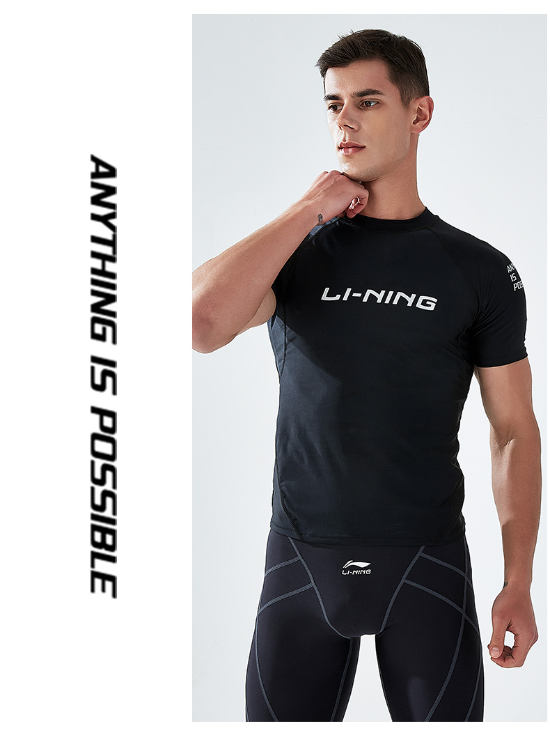 Li-Ning Men's Long-Sleeve Swimsuit Anti-Embarrassment Hot Spring Surfing Suit LSLR223, Long Sleeve Black, Size L 12