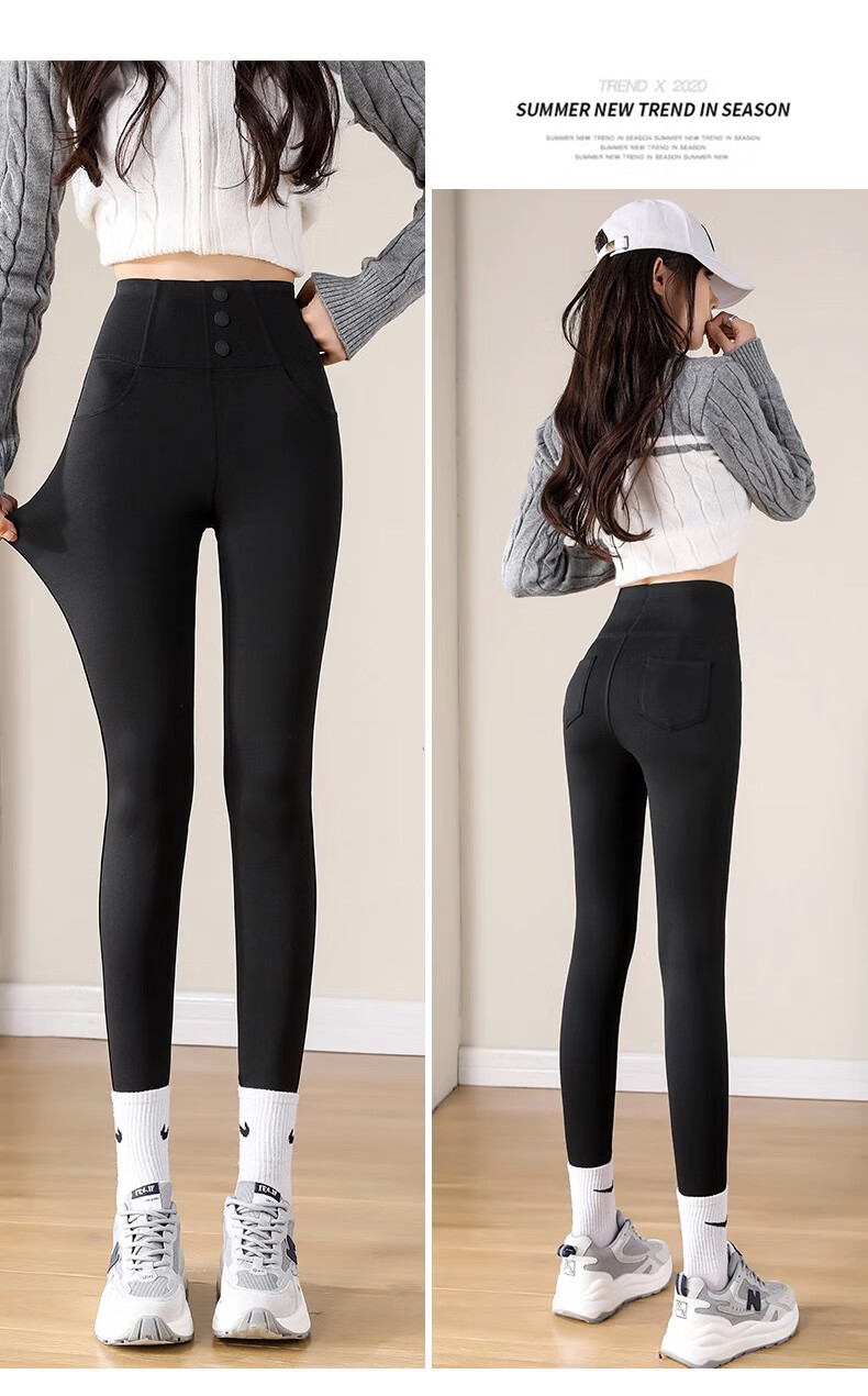 LangSha Leggings for Women, High-Waisted Tummy Control Butt-Lifting Shark Pants, Elastic Slim-Fit Ankle-Length with Three Velcro Straps for Autumn And Winter Outerwear 25