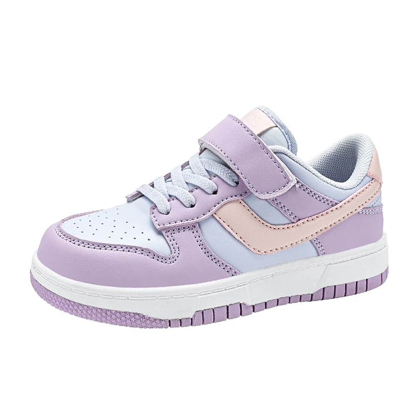 SNOOPY Children's Shoes, Kids' Sneakers for Boys And Girls, Student Casual Low-Top Fashionable Versatile Skateboard Shoes, 0301 Pink-Purple, Size 27