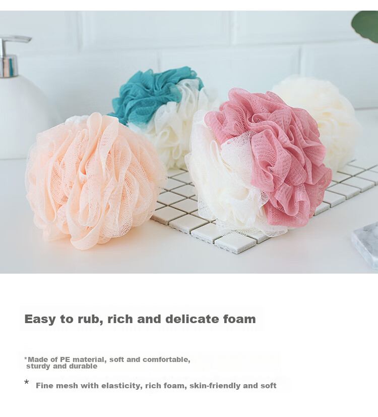 Grace Bath Loofah, 3-Pack, Large Size, Exfoliating Tool, Lathering Sponge, Bath Flower, Soaking Ball 4