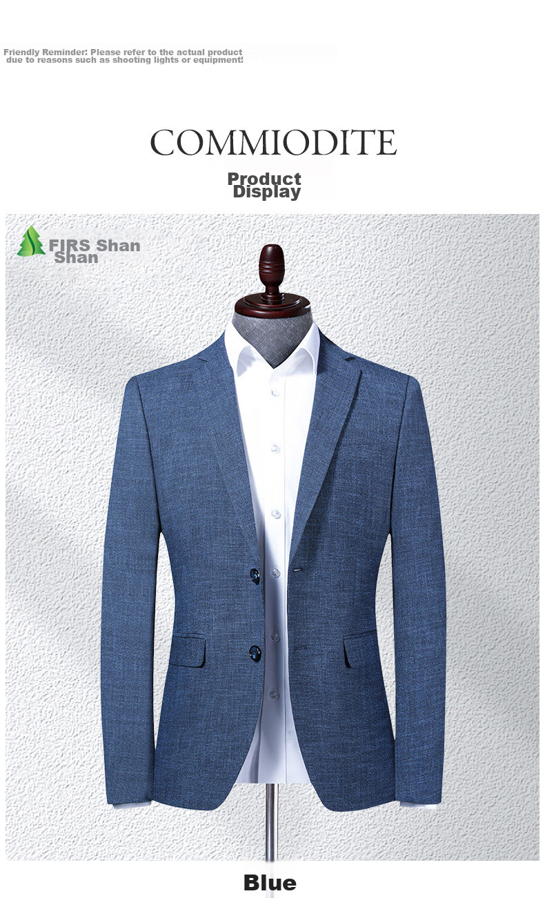 FIRS Men's Suit Jacket, Autumn Business Style, Middle-Aged Elastic Blazer, Casual Men's Single Suit Coat, Formal Work Attire, Wedding Suit, 2036 Blue, Size 185 9