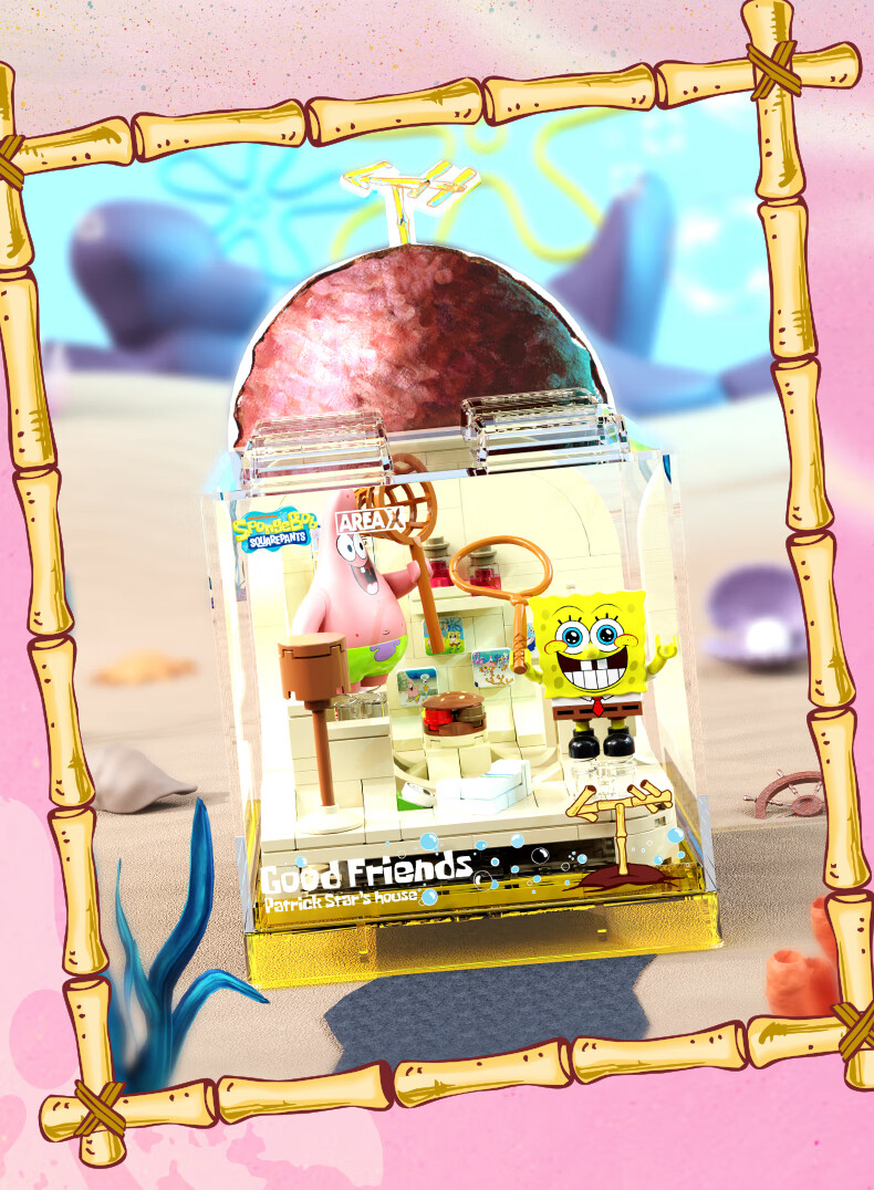 AREA-X SpongeBob SquarePants Series Building Blocks Toy Trendy Birthday Gift Pineapple House Restaurant AB0050 2