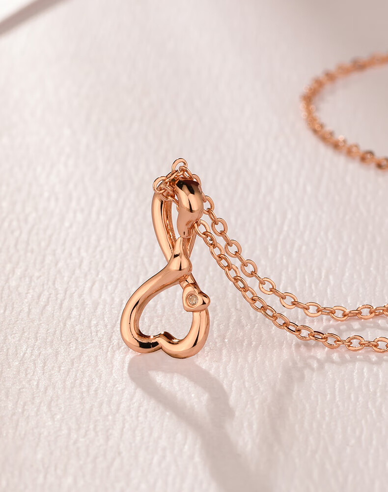 卡蒂罗项链女18k锻压金钻石镀玫瑰金色锁骨链礼物送女朋友