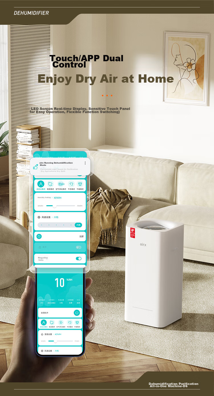 Airx Dehumidifier Air Purifier All-In Home Appliance, 30L/Day, for 70㎡ Bedroom And Basement, Moisture Absorber And Purifier D3 13