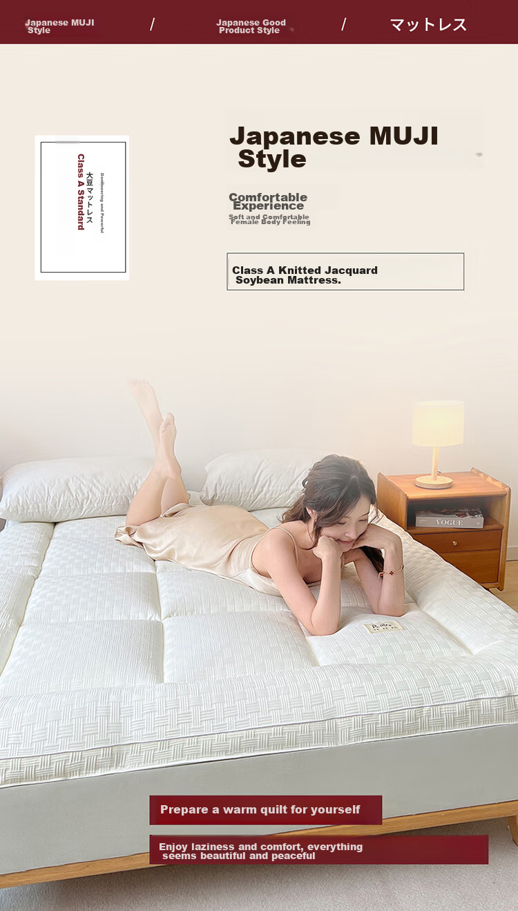 Wuyinliangpin Class A Fabric Knitted Jacquard Thickened Mattress, Student Dormitory Bed Cover, Double Bed Mattress Pad, 1.8x2 Meters 1