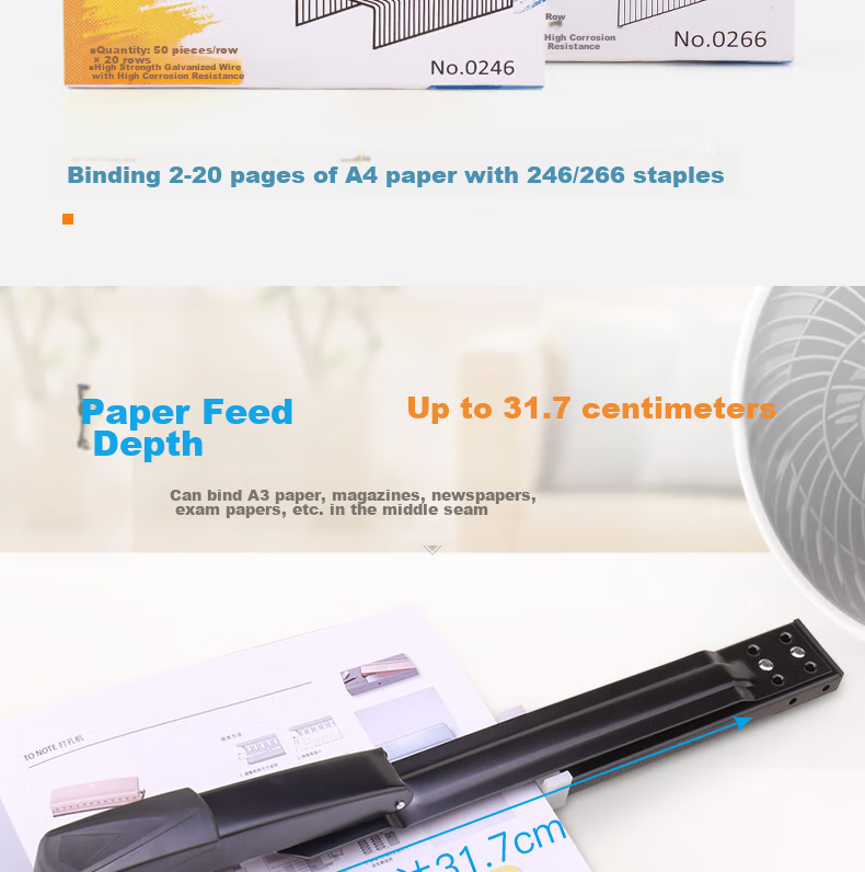 KW-Trio Heavy-Duty A3 Stapler, Office Stapling Machine, Saddle Stapler for Thick Documents, 50 Pages Capacity 5