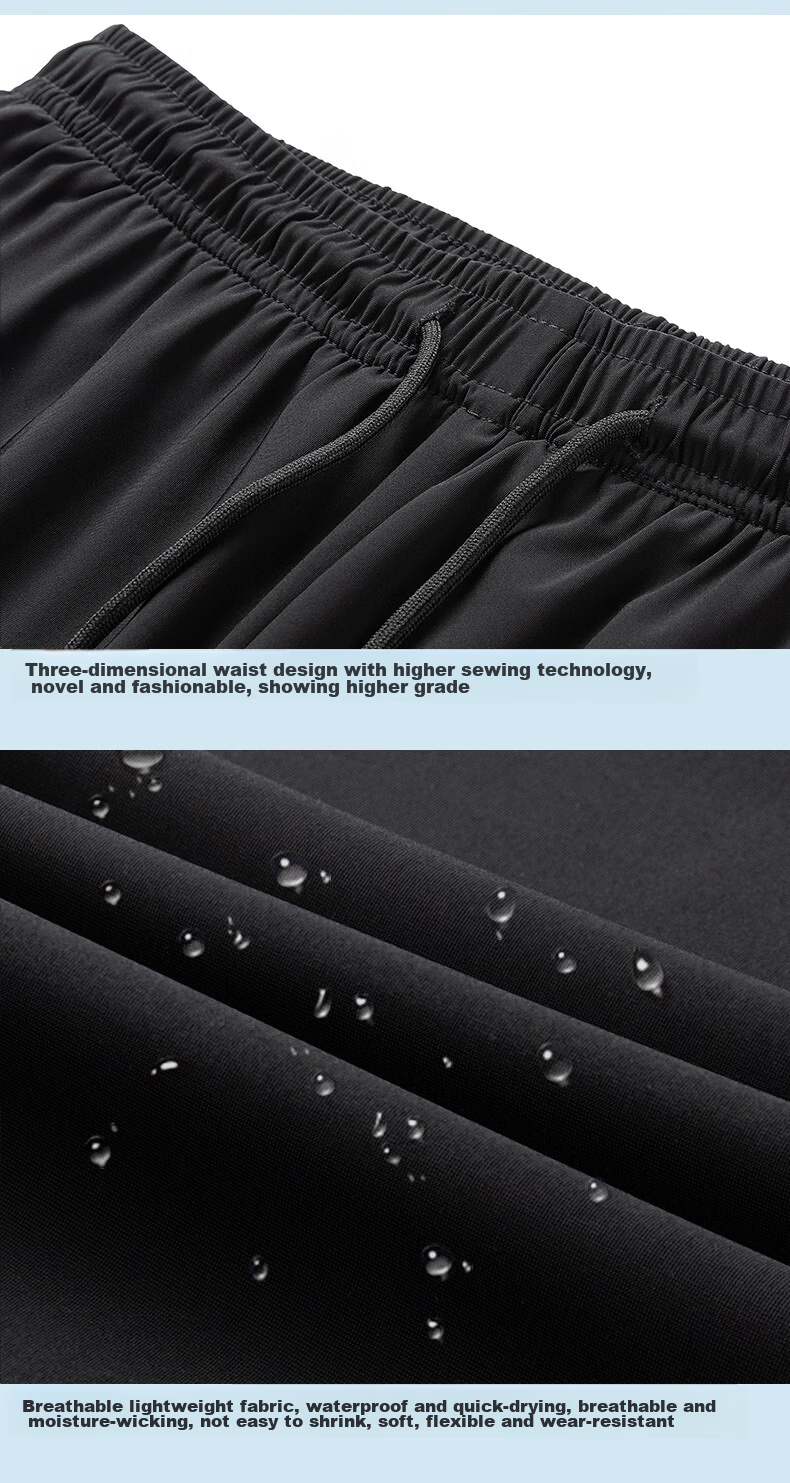 JEEP SPIRIT Casual Pants for Summer, Ice Silk Breathable Versatile Outdoor Quick-Dry Lightweight Sports Pants, Black Straight Leg, XL 15