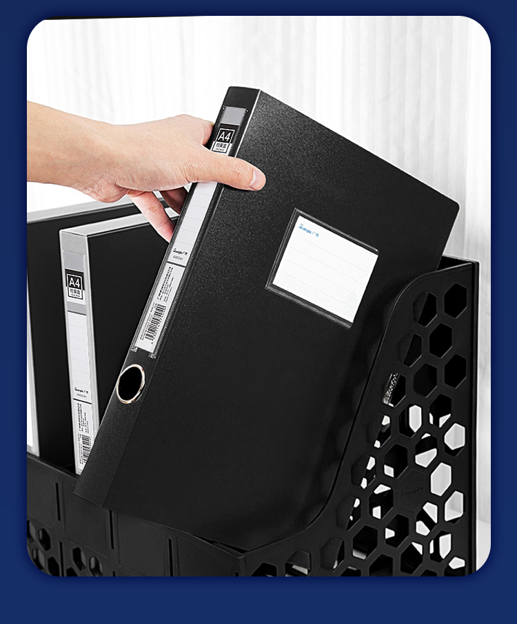 GuangBo 3C Digital All-Net Low Price, 10 Pieces, 35mm A4 High-Quality Plastic File Box, Thickened Board Material Archive Box, Document Box, Financial Voucher Storage Box, A88004 Black And Blue 1
