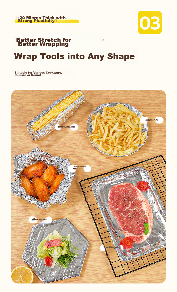 YOUAO Extra Thick Large Aluminum Foil Roll [20 Microns], 100m×38cm, for Air Fryer, Oven, Barbecue, Baking, Commercial Use 5