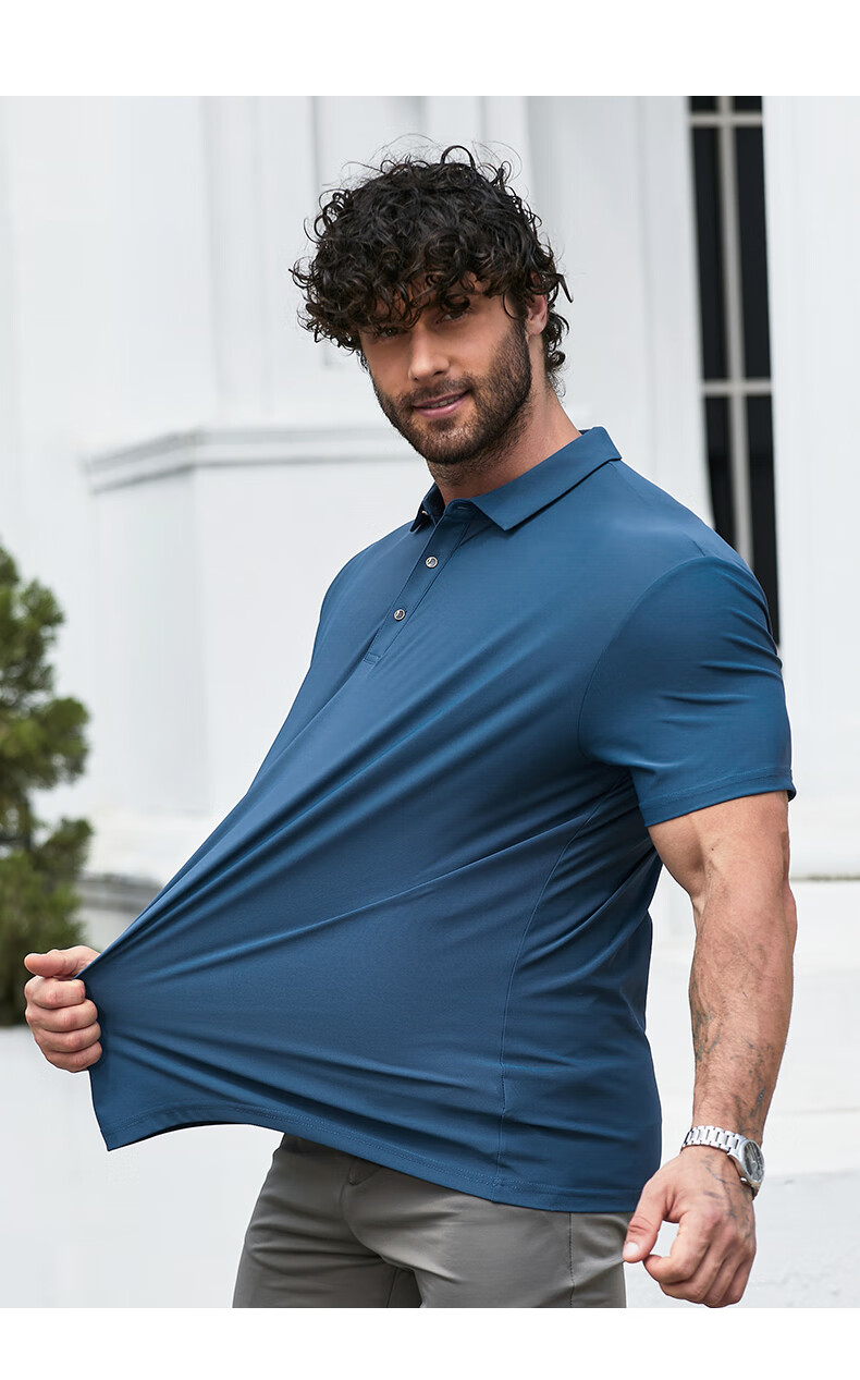 Dibinze Plus Size Ice Silk Short Sleeve Polo Shirt Men Summer Thin Loose Big and Tall Black 2XL 8