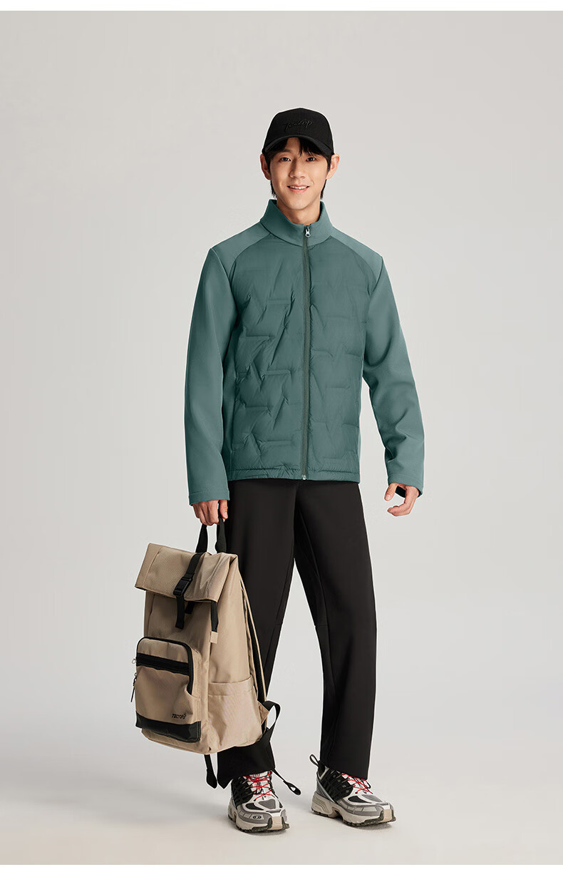 TECTOP Outdoor Lightweight down Jacket for Men, Duck Down Warm Coat, Stone Green, 2XL 28