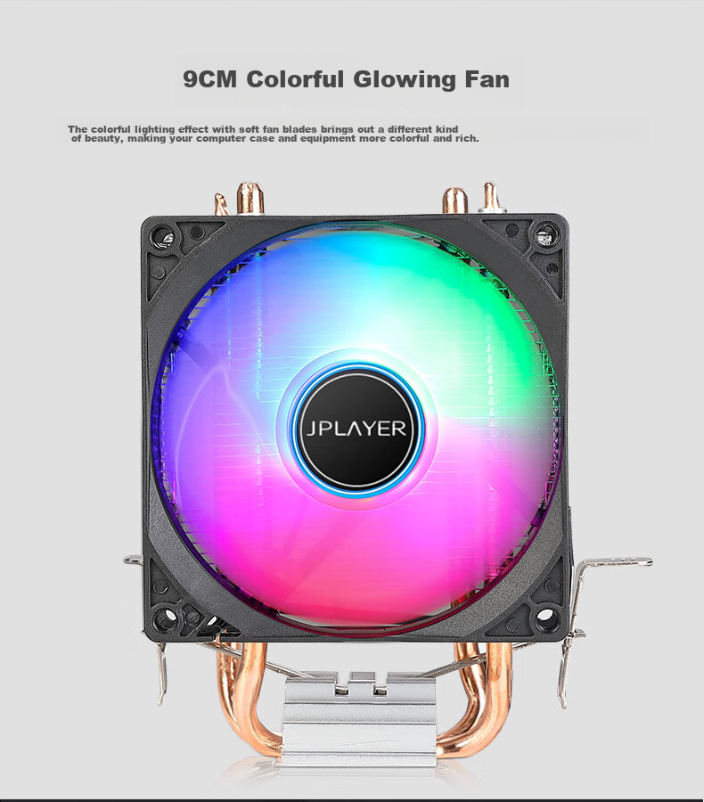 JPLAYER Ziyi Collaboration Edition 4 Copper Tube CPU Cooler, Black ARGB Lighting Synchronization, Intelligent Temperature Control (Supports All Platforms, Includes Thermal Paste, 170W Power Dissipation) JPS-509 2
