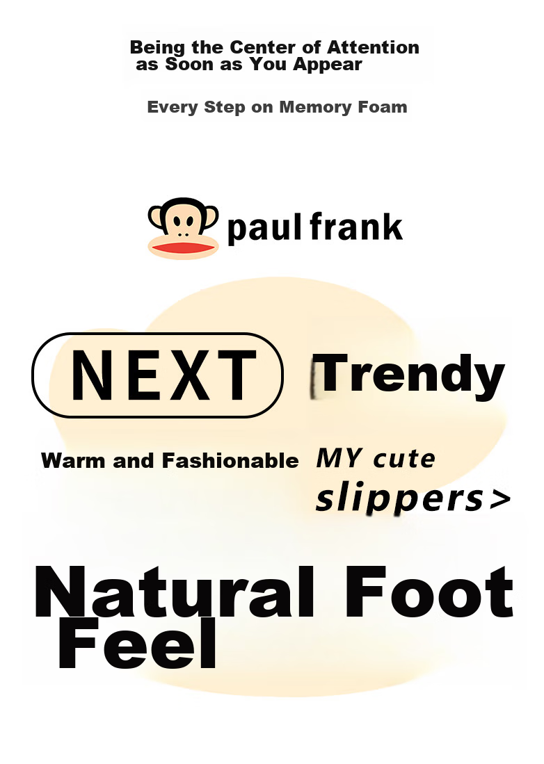 Paul Frank Cotton Slippers for Men And Women, Autumn And Winter Couple Warm Thick-Soled Cotton Shoes, Home Slippers, 131 Gray Men's Size 270 2