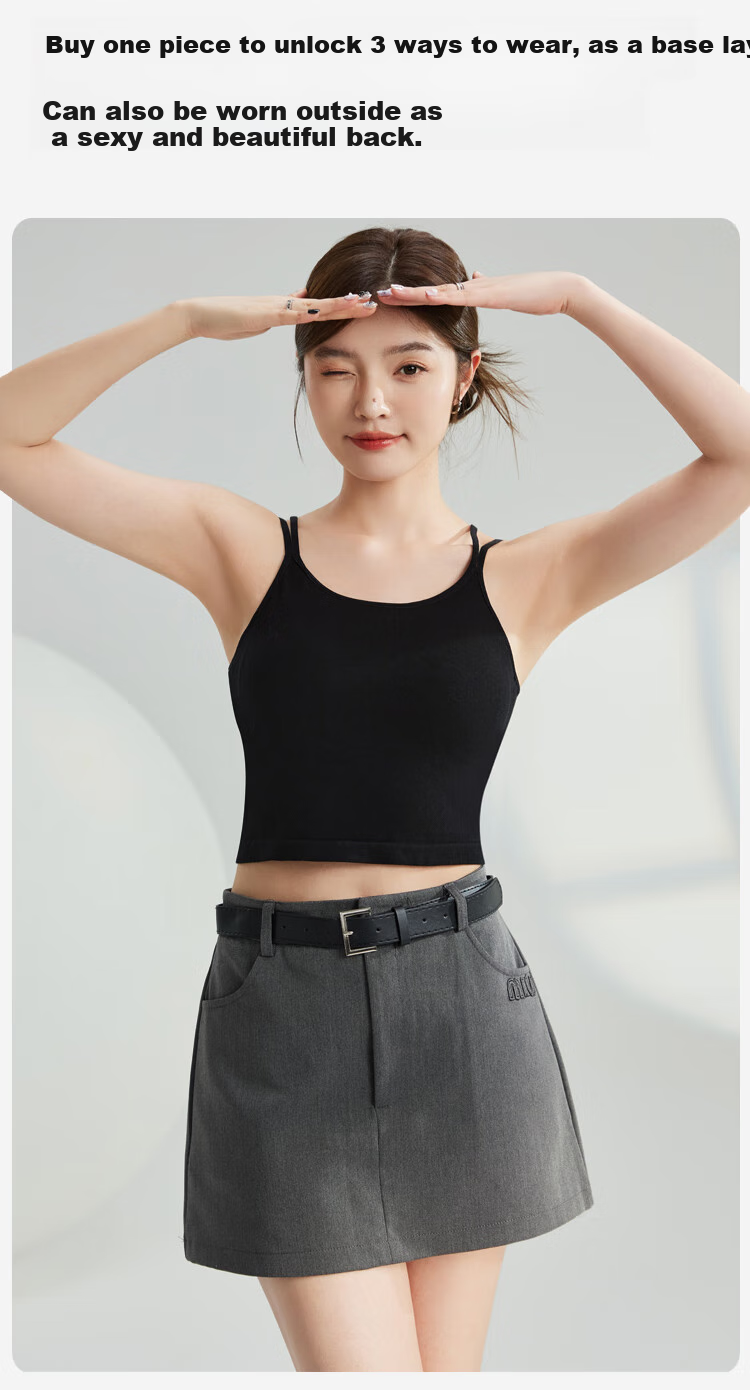 Dushiliren Women's Camisole Tank Top, All-Season Bra with Built-In Pads, Solid Color Thin Style, Beautiful Back Design, Suitable for Outer Wear Or As Undershirt, Green, Size M 9
