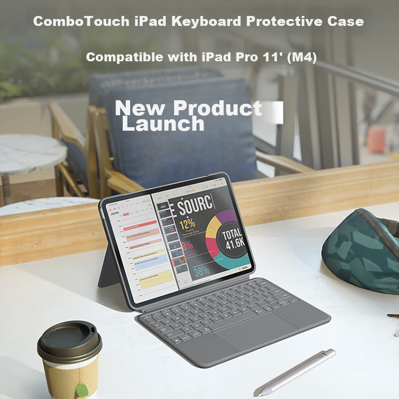 Logitech Combo Touch Tablet Keyboard Case for IPad Pro 11-Inch (M4), Graphite Black