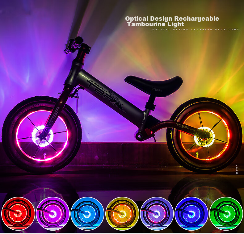 BIKEBROS Bicycle Light, Children's Bicycle Air Valve Light, Wheel Light, Flower Drum Light, Balance Bike Light, Flashing Light, Bicycle Wind Fire Wheel Night Riding Light [Children's Balance Bike Model with Intelligent Sensor] 1