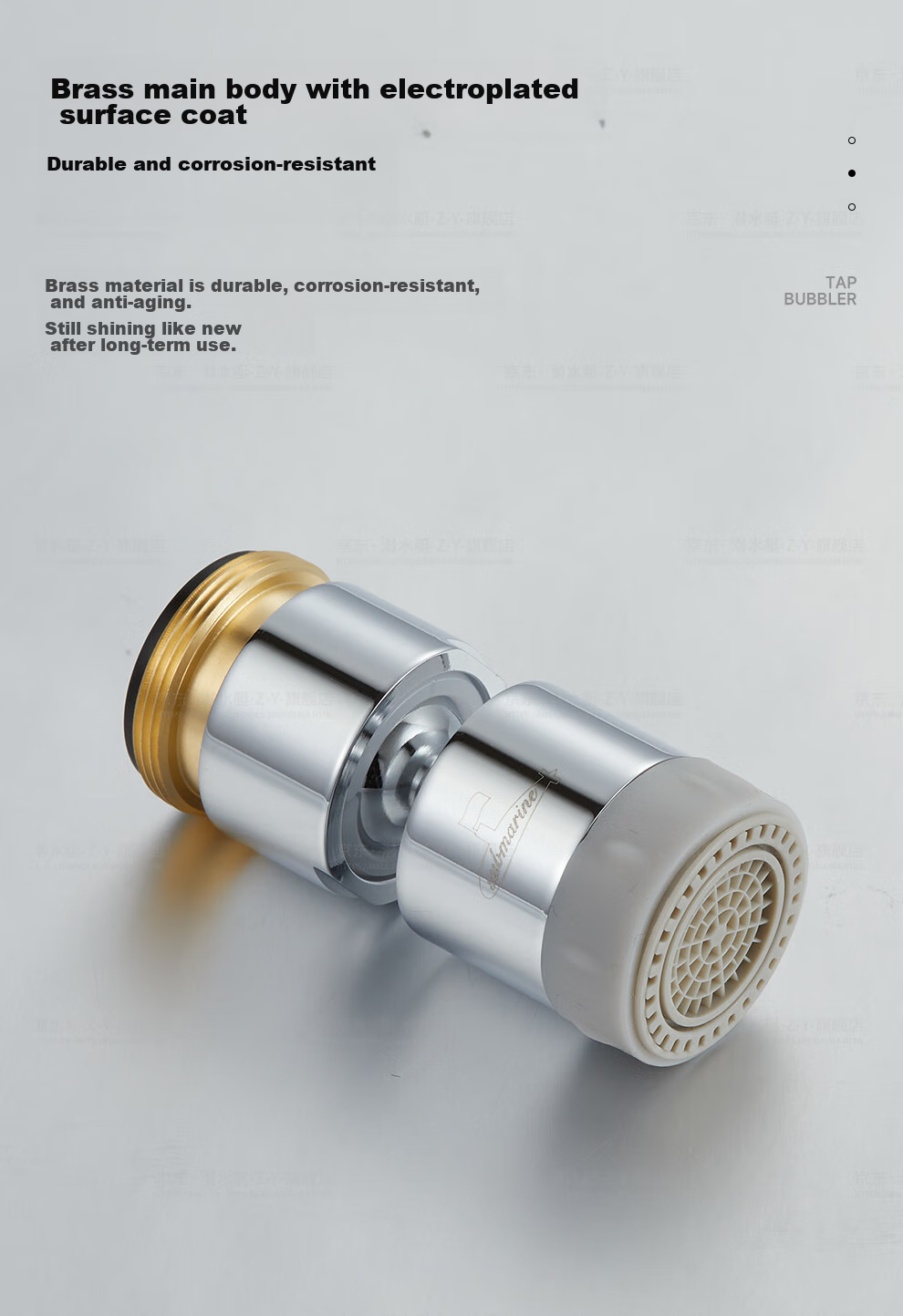 Submarine QP-3 Aerator, Copper Material Basin Faucet, Splash-Proof, 360-Degree Rotating Shower Head, Dual Water Outlet 10