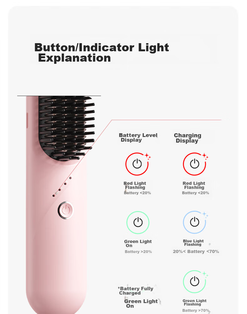 TSUYAGLA Sixth Generation Detachable Wireless Straight Hair Brush with 6 Billion Plasma Hair Protection, Non-Damaging Negative Ion Moisturizing, Efficient And Long-Lasting Styling, Girlfriend Birthday Gift T606 Pink 25