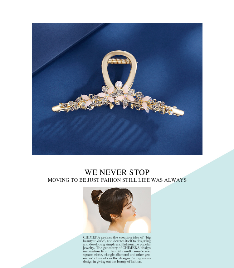 CHIMERA Elegant Hair Claw Clip with Flower And Shark Design, Luxurious Hair Clip for Back of Head, Bun Maker, Mid-Autumn Festival Gift for Wome 1