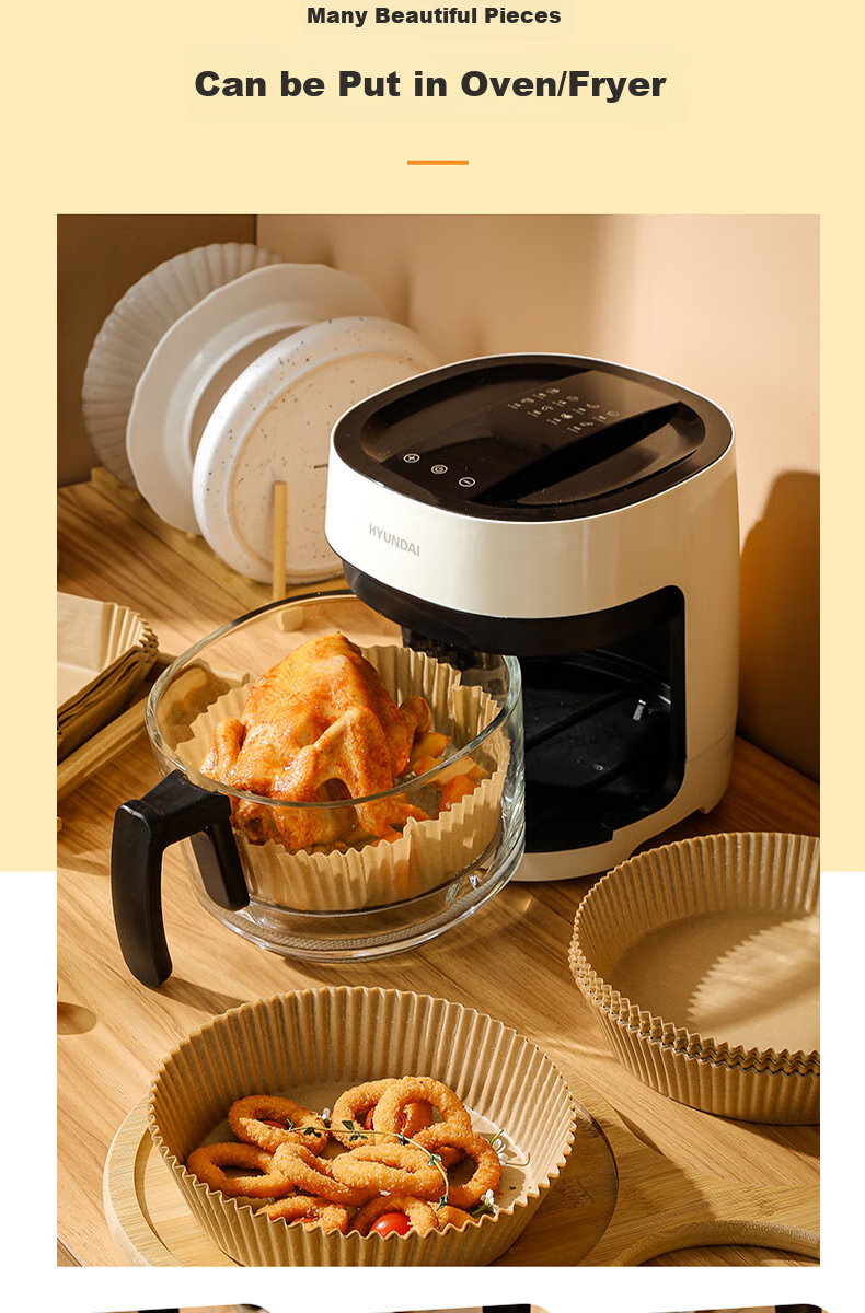Kaulus Air Fryer Paper Trays, Baking Tools for Home Oven, Silicone Oil Paper Bowls And Plates, 100 Square Paper Trays 11