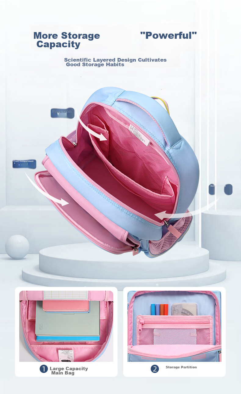 DR·KONG Spine-Protecting Lightweight Backpack for Girls, Elementary School Students Grades 1-3, Children's Gift, Large Capacity Ultra-Light Backpack 11