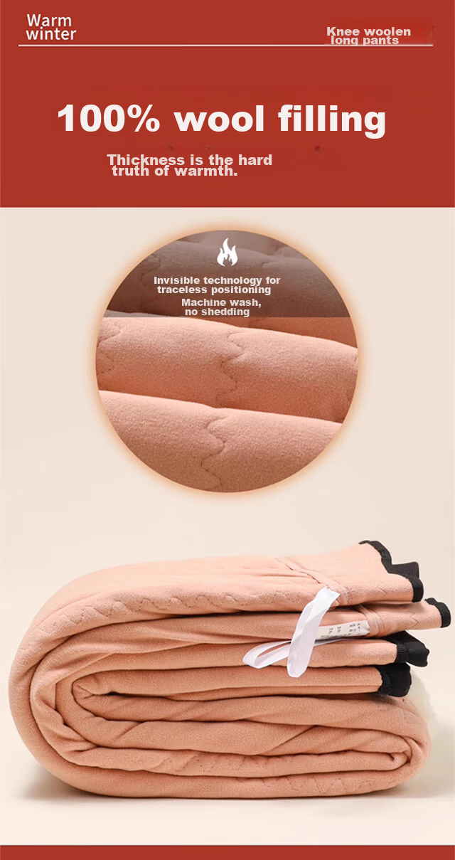 LangSha Wool Thermal Pants for Women, Outdoor Wear, Winter, Extra Thick, Cold-Resistant, Knee Protection for Northeast China, Thick High-Waist Large Size Cotton Pants, Base Layer Pants 4