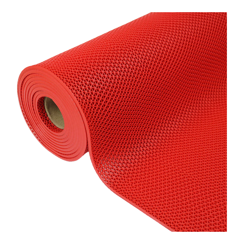 DIYIN Hollow Non-Slip Mat Bathroom Floor Mat PVC Door Mat Waterproof Foot Mat Extra Thick 5mm Red 1.2 Meters Wide 3 Meters Long