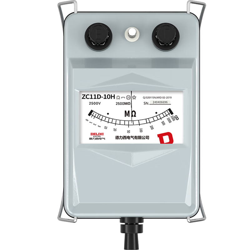 DELIXI ELECTRIC Megohmmeter Alloy Insulated Resistance Tester Hand-crank Resistance Meter [2500V/2500MΩ]
