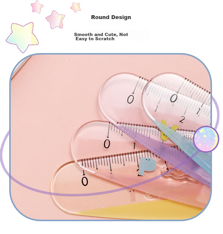 KOKUYO Light-Colored Planet · 15cm Wave Curved Ruler, Transparent Scale, Safe without Sharp Edges, Convenient Line Marking, Purple, WSG-CLJ150NV 8