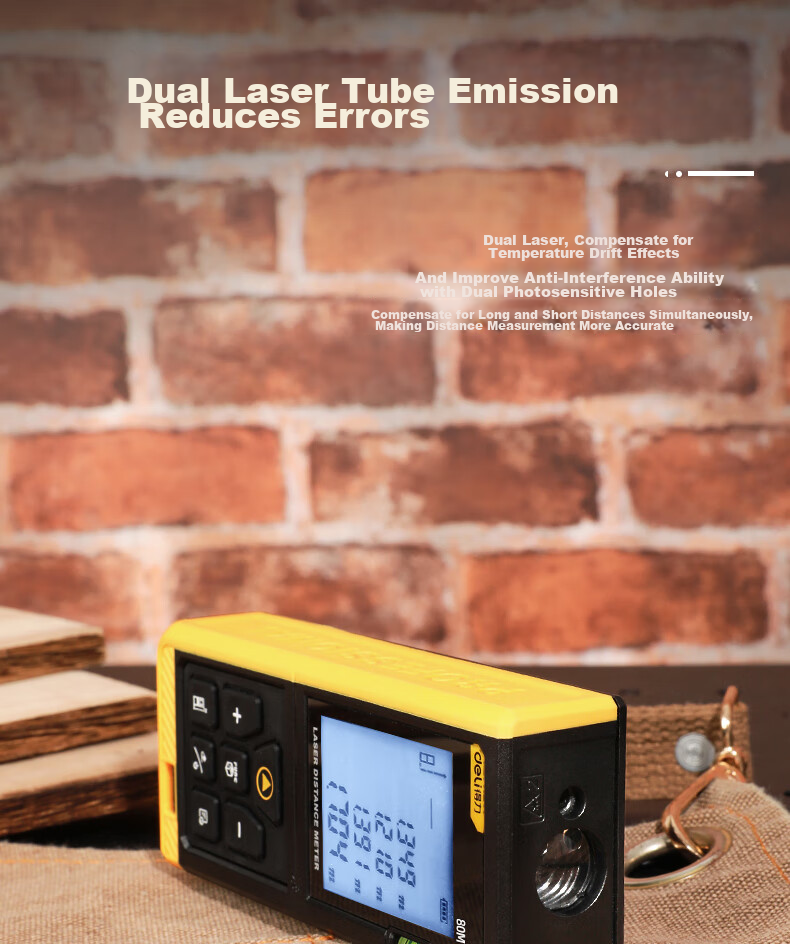 Deli Green Laser Rangefinder, Lithium Battery-Powered Voice-Activated Handheld Device, 120-Meter Range, High-Precision Room Measuring Instrument 7