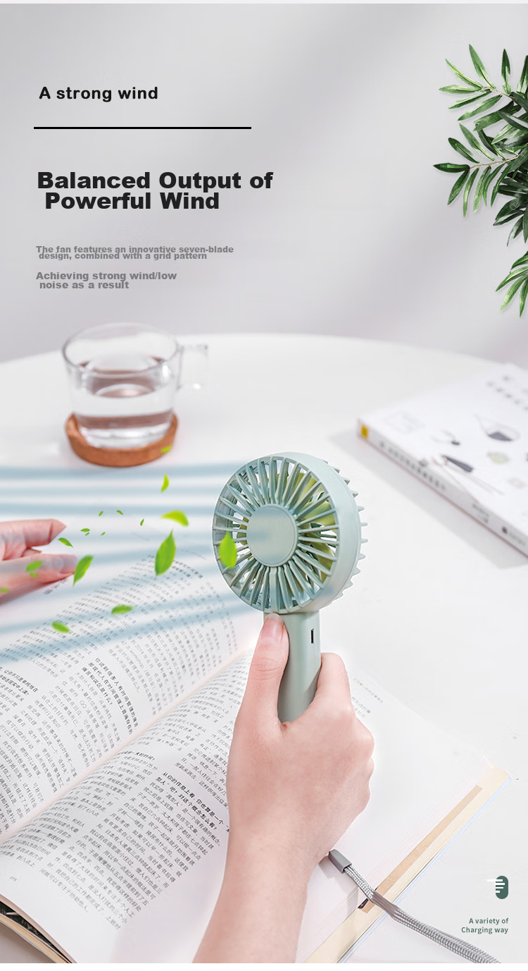 Shinee Handheld Mini Fan, Portable Personal Fan, Quiet And Low Noise, for Office, Student Desk, Dormitory, Outdoor Use, USB Rechargeable FSC-9 10