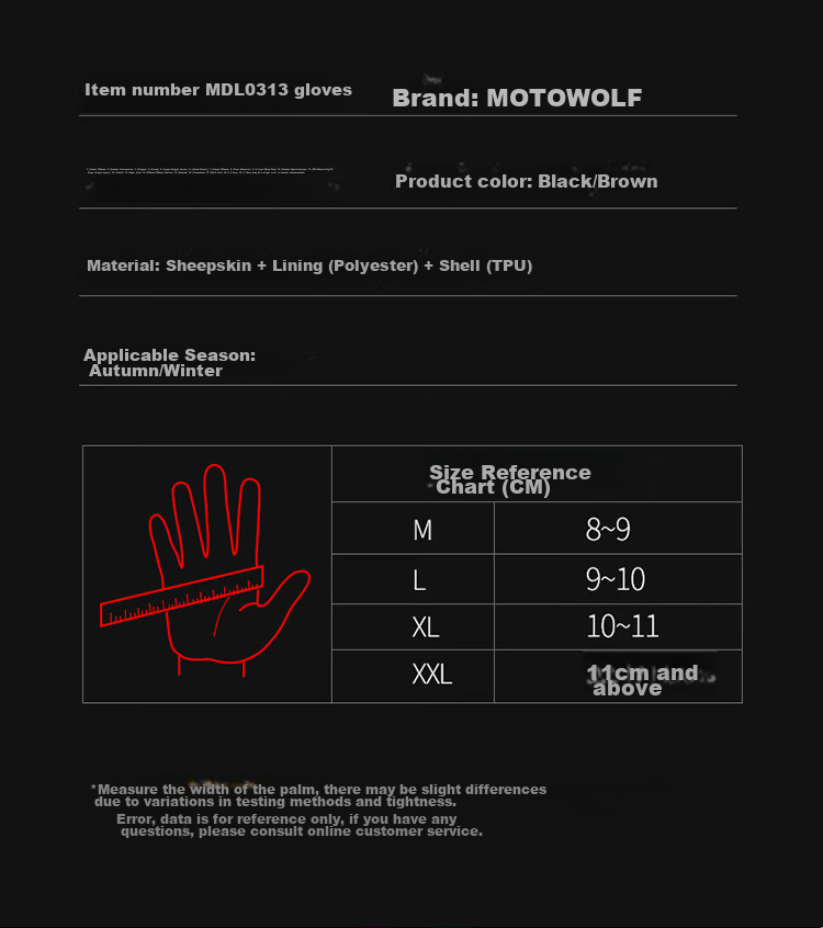 MOTOWOLF Motorcycle Gloves Riding Gloves Anti-Fall Genuine Sheepskin Summer Breathable Motorbike Off-Road Full Finger Unisex Four Seasons 3