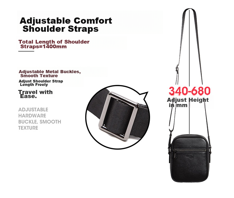 CROCODILE Trendy Fashion Shoulder Bag for Men, Top-Grain Leather Casual Simple Crossbody Bag 12932 Gift for Boyfriend 7