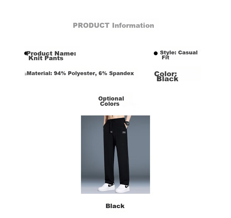 JEEP SPIRIT Men's Sports Pants, Summer Quick-Dry Casual Trousers, Comfortable Breathable Ice Silk Pants, Straight-Leg Pants for Men, Black 3XL 7