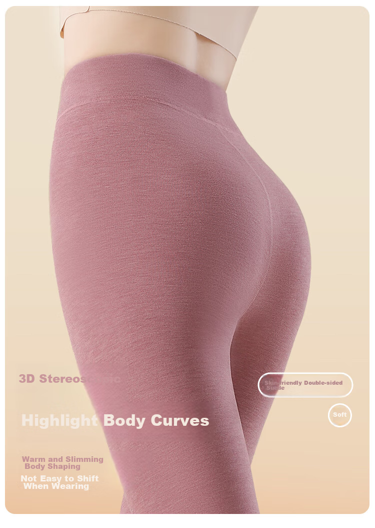 MiiOW Cashmere Silk Women's Autumn Long Johns with Knee Patches, Warm Leggings, Slim-Fit Base Layer Pants, New for 2025, Pink, 2XL 14