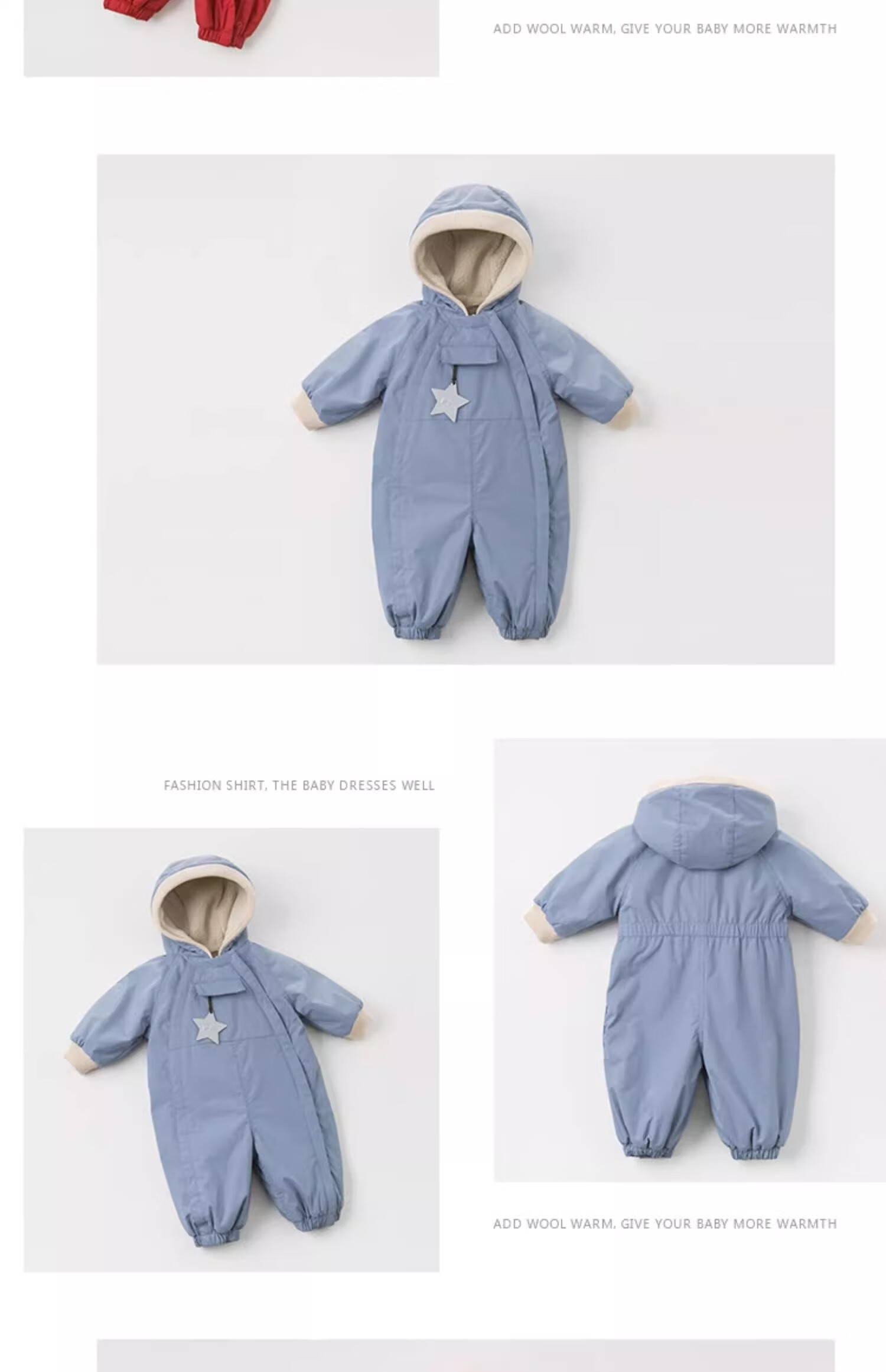DAVE & BELLA [Same As in Mall] Winter Baby Clothes Fleece-Lined Thickened Onesie for Baby Boys And Girls 11