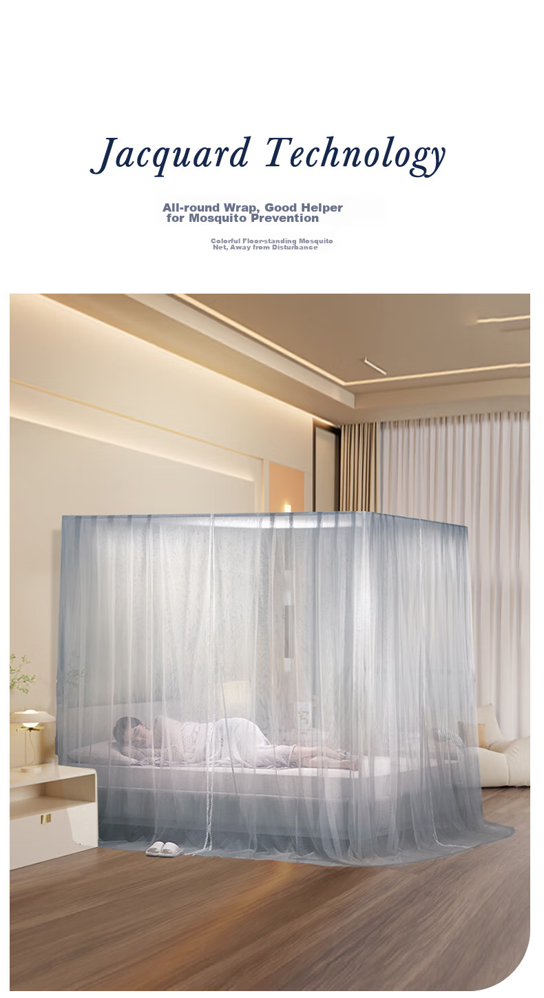La Torretta Luxury Double-Layer Floor Mosquito Net, Width 1.8 × Length 2.0m - Clear Blue 5