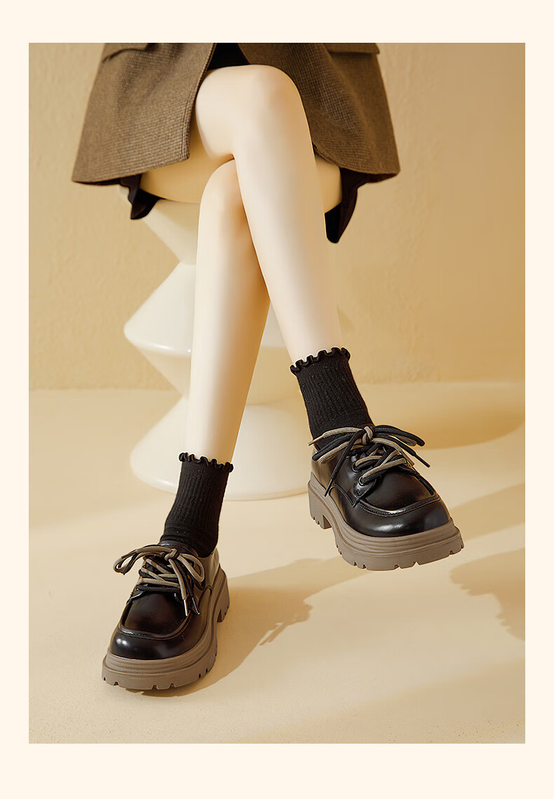 Daphne Lace-Up Platform Loafers for Women, 2026 New Spring Commuter Shoes, Height-Increasing Lace-Up Leather Shoes for Petite Wome 13