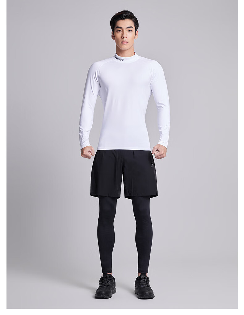 KELME Sports Elastic Compression Shirt for Men, Fleece-Lined, Thickened, Warm Fitness Wear, Football Base Layer, White, 2XL 11