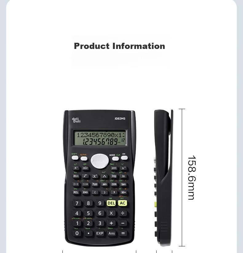 Deli [Super Popular] JD82MS Scientific Calculator with 240 Functions (For Middle And High School Students), Exam Calculator (Random Color in Dark Gray) 19